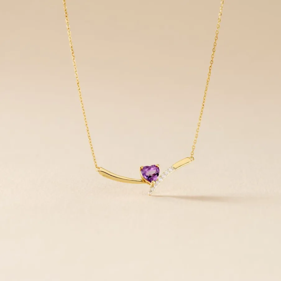 Histoire d'Or Collier Eva Or Jaune Amethyste Et Oxyde De Zirconium