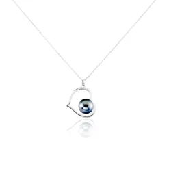 Histoire d'Or Collier Gian Or Blanc Perle De Tahiti Diamant