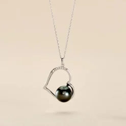 Histoire d'Or Collier Gian Or Blanc Perle De Tahiti Diamant