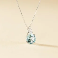 Histoire d'Or Collier Giana Or Blanc Topaze Et Oxyde De Zirconium