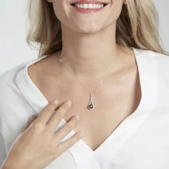 Histoire d'Or Collier Gillet Or Blanc Perle De Tahiti Oxyde Zirconium