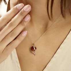 Histoire d'Or Collier Hilarionne Argent Blanc Ambre