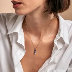 Histoire d'Or Collier Huffie Plaqué Or Jaune Pierre D'imitation