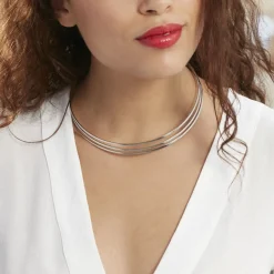 Histoire d'Or Collier Jonc Adel Acier Blanc