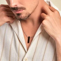 JOURDAN Collier Acier Gris Onyx