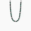 Collier Bengale Acier Argenté Malachite Pierre De Lave-JOURDAN Hot