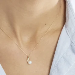 Histoire d'Or Collier Leta Or Jaune Perle De Culture Et Oxyde De Zirconium