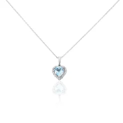 Histoire d'Or Collier Meliora Or Blanc Topaze Bleu Sky Oxyde De Zirconium