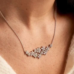 Histoire d'Or Collier Midnight Flower Argent Blanc Oxyde De Zirconium