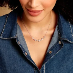 Histoire d'Or Collier Midnight Flower Argent Blanc Oxyde De Zirconium