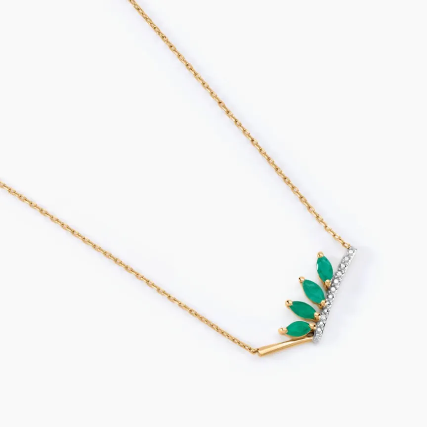 Collier Navette Or Jaune Emeraude Diamant-Histoire d'Or Outlet