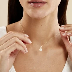 Histoire d'Or Collier Norah Or Jaune Perle De Culture Et Oxyde De Zirconium