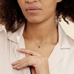 Histoire d'Or Collier Odessa Or Blanc Saphir Diamant