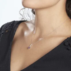 Histoire d'Or Collier Or Blanc Fany Améthyste Oxydes De Zirconium