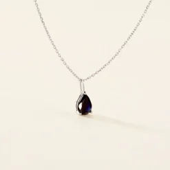 Collier Or Blanc Goutte Saphir-ADG Sale