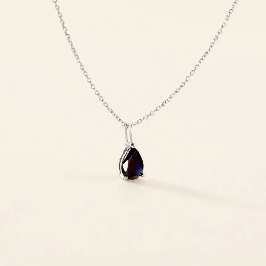 Collier Or Blanc Goutte Saphir-ADG Sale