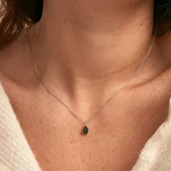 Collier Or Blanc Goutte Saphir-ADG Sale