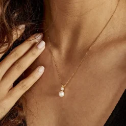 Histoire d'Or Collier Or Jaune Bragi Perle De Culture Oxyde De Zirconium