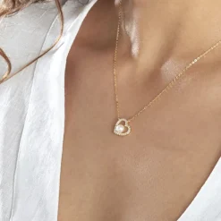 Histoire d'Or Collier Or Jaune Cagiris Oxydes Et Perle De Culture