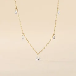 Histoire d'Or Collier Or Jaune Leucitica Oxydes De Zirconium