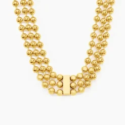 Histoire d'Or Collier Perles Solaires Acier Jaune