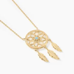 Histoire d'Or Collier Plaqué Or Jaune Attrape Rêves Turquoise