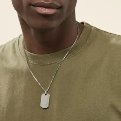 Histoire d'Or Collier Quadrillage Acier Blanc