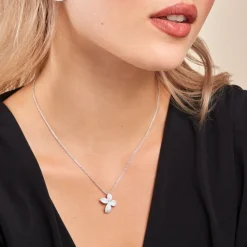 Histoire d'Or Collier Radiant Bloom Argent Blanc Oxyde