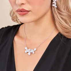 Histoire d'Or Collier Radiant Bloom Argent Blanc Oxyde