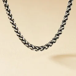 Histoire d'Or Collier Raph Maille Palmier Acier Gris