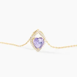 Histoire d'Or Collier Rosaline Or Jaune Amethyste Et Oxyde De Zirconium