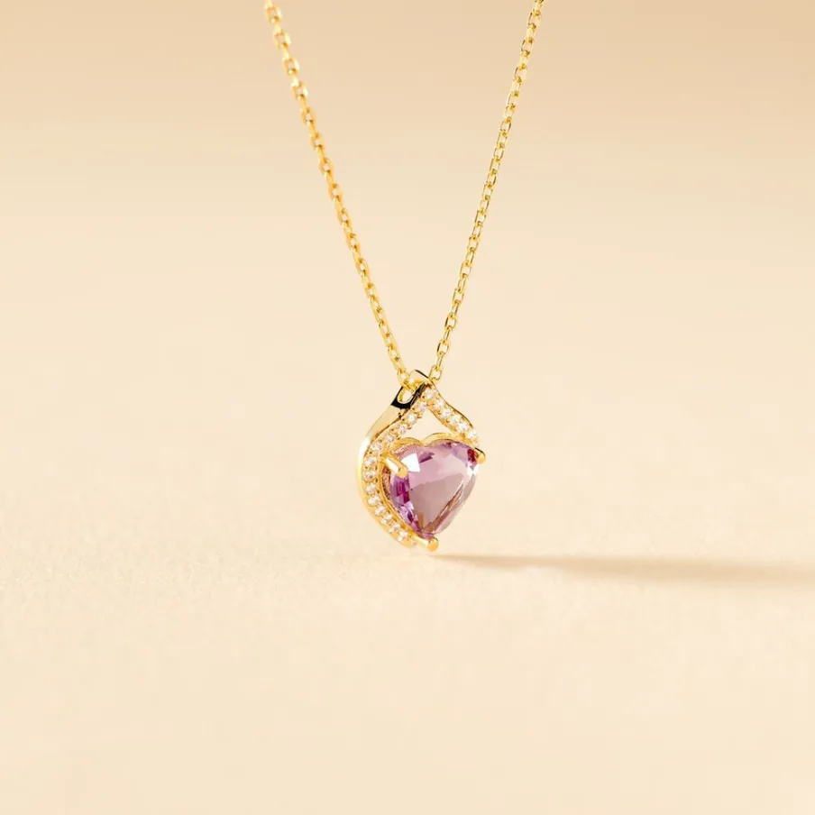 Histoire d'Or Collier Rosaline Or Jaune Amethyste Et Oxyde De Zirconium