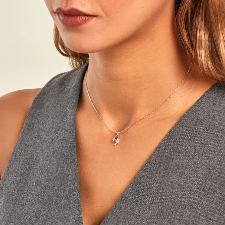 Histoire d'Or Collier Sagesse Or Jaune Améthyste Oxyde De Zirconium