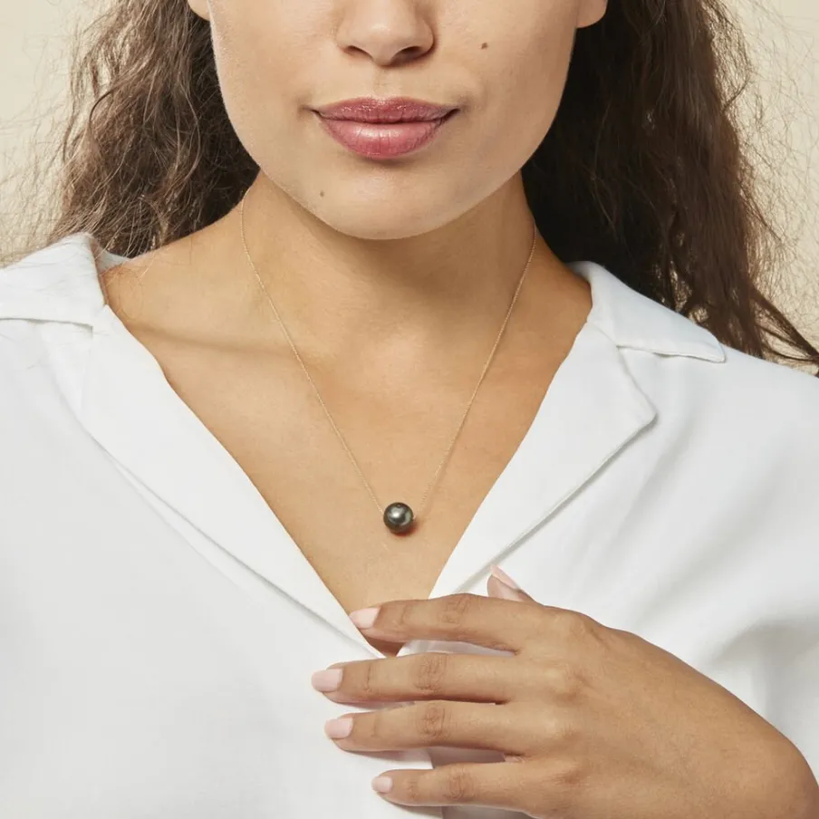 Histoire d'Or Collier Sissy Or Jaune Perle De Culture De Tahiti