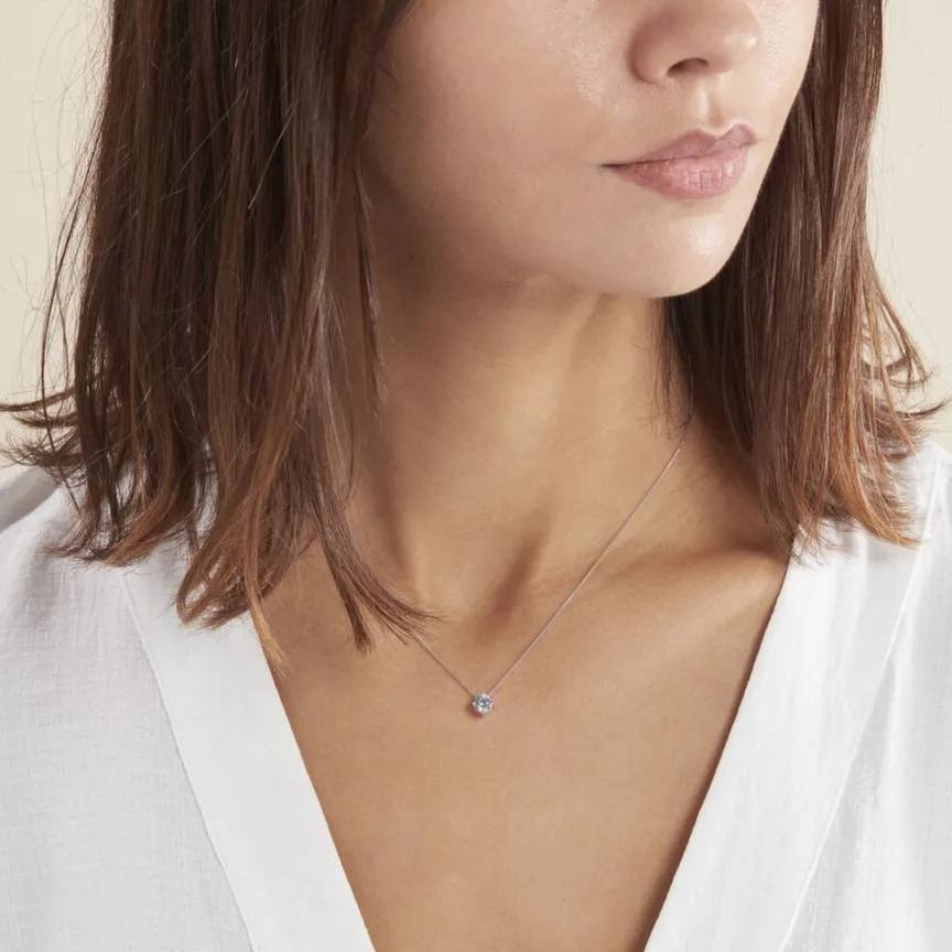Collier Solitaire Argent Blanc Rio Santa Teresa Oxyde De Zirconium-Histoire d'Or Discount