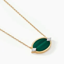 Histoire d'Or Collier Tahina Or Jaune Malachite Diamant