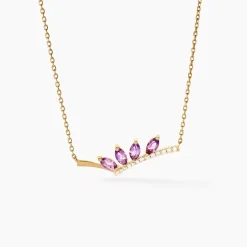 Collier Tiara Or Jaune Améthyste Oxyde De Zirconium-Histoire d'Or New
