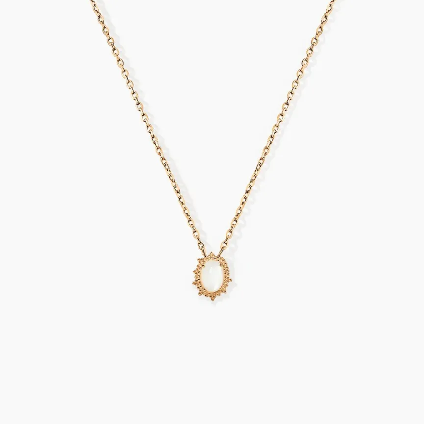 Collier Vintage Love Plaqué Or Jaune Pierre De Lune-Histoire d'Or