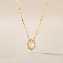 Collier Vintage Love Plaqué Or Jaune Pierre De Lune-Histoire d'Or