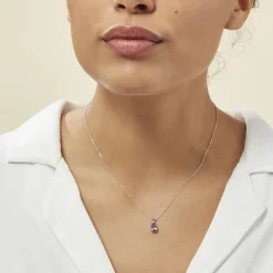 Histoire d'Or Collier Yrene Or Blanc Amethyste