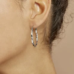 Histoire d'Or Créoles Argent Blanc Diane