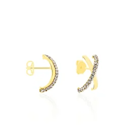 Histoire d'Or Créoles Bleona Croisees Or Jaune Strass