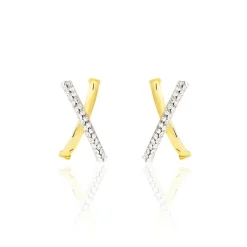 Histoire d'Or Créoles Bleona Croisees Or Jaune Strass