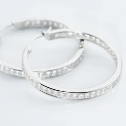 Histoire d'Or Créoles Classique Argent Blanc Django Oxyde De Zirconium