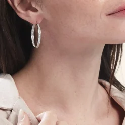 Histoire d'Or Créoles Classique Argent Blanc Django Oxyde De Zirconium