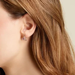 Histoire d'Or Créoles Clothilde Or Jaune Améthyste Oxyde De Zirconium