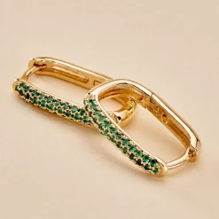 Créoles Domingo Plaqué Or Jaune Spinelle Synthétique-Histoire d'Or Outlet