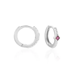 Créoles Fane Argent Rhodié Oxyde De Zirconium-Histoire d'Or New