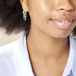 Histoire d'Or Créoles Hilharriette Or Jaune Strass