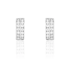 Histoire d'Or Créoles Jacobee Rondes Or Blanc Oxyde De Zirconium